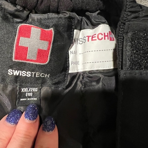 Swiss Tech Snow Pants Black Youth XXL Adjustable Waist Padded Lined Insulated - Picture 4 of 5